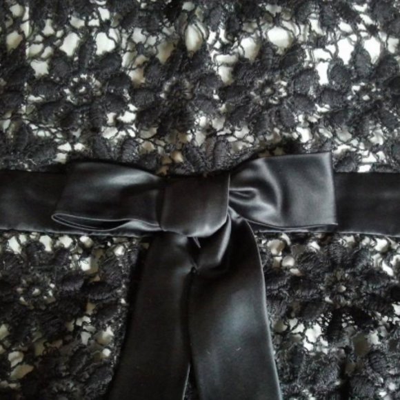 1960's Black Lace and Black Velvet Dress - Picture 4 of 6